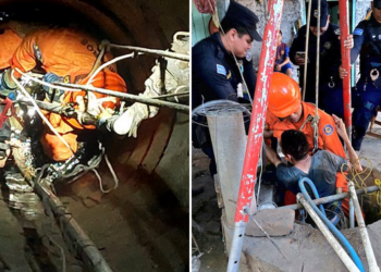 Bomberos y PNC rescatan exitosamente a joven que cayó a un pozo en la colonia Esmeralda de San Miguel