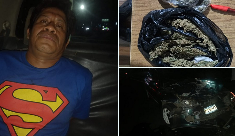 Arrestan a sujeto por conducir en estado de ebriedad y portar drogas tras accidente en carretera