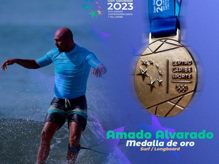 Surfista cuscatleco Amado de Jesús Alvarado conquista el oro en longboard para El Salvado