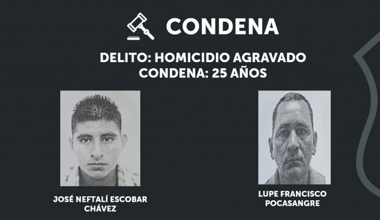 Sujetos son condenados a 25 años de cárcel por homicidio en Cabañas