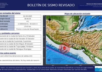 Sismo magnitud 4.4 frente a la costa de Ahuachapán