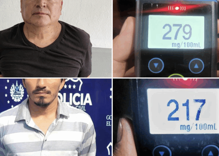 Capturan a conductores ebrios en Morazán y Sonsonate