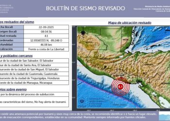 Sismo de magnitud 4.1 frente a la costa de La Libertad reporta el MARN