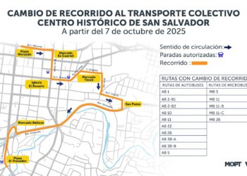 VMT anuncia cambios en recorridos de autobuses y circulación por obras en el Centro Histórico de San Salvador 