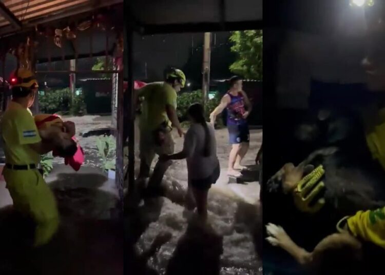 Rescatan a personas y mascotas afectadas por inundaciones en Guazapa