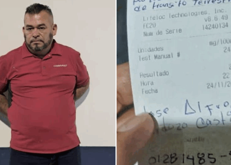 Detienen a conductor con 252° de alcohol por conducción peligrosa