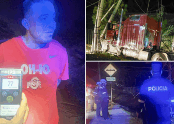 Capturan a conductor panameño de rastra por manejar ebrio y chocar contra postes eléctricos