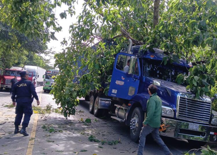 Árbol cae sobre rastra en carretera a Metapán