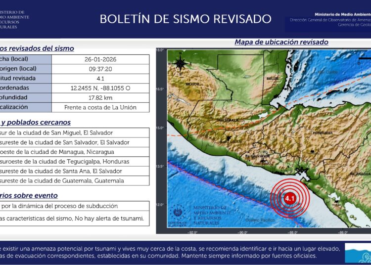 Sismo de magnitud 4.1 sacude la costa de La Unión este lunes
