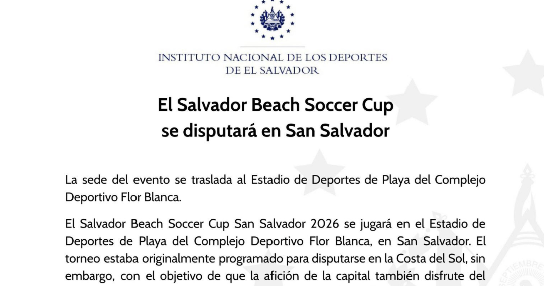 San Salvador será sede del Beach Soccer Cup 