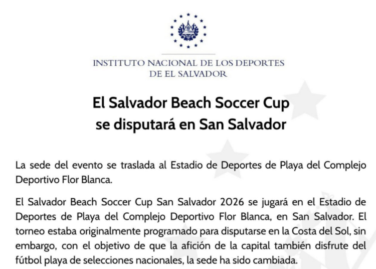 San Salvador será sede del Beach Soccer Cup 