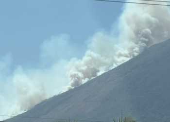 Combaten incendios forestales en las faldas del volcán Chaparrastique