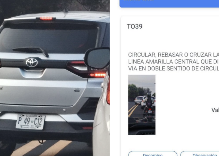 Sancionan a conductor por irrespetar doble línea amarilla