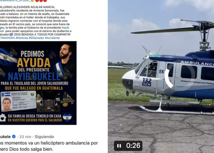 MovilizaM helicóptero hacia Guatemala para traslado de salvadoreño