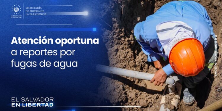 Gobierno del Presidente Nayib Bukele reacciona ante fuga de agua potable en Antiguo Cuscatlán
