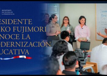 La presidente de Perú, Keiko Fujimori, destaca transformación educativa en visita a centro escolar